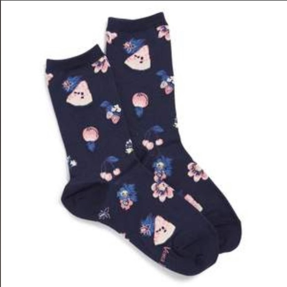 Vera Bradley Garden Picnic Crew Socks, Navy - Picture 3 of 5